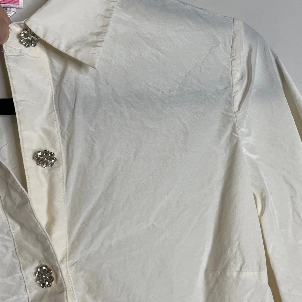 Kate Spade New York | Women’s Taffeta Cosmo Top Rhinestone Buttons Size 0